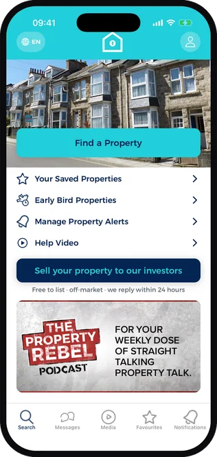 The app home screen